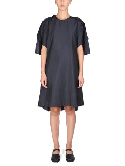 Maison Margiela Chic Mohair Blend Dress With Round Neckline In Grey