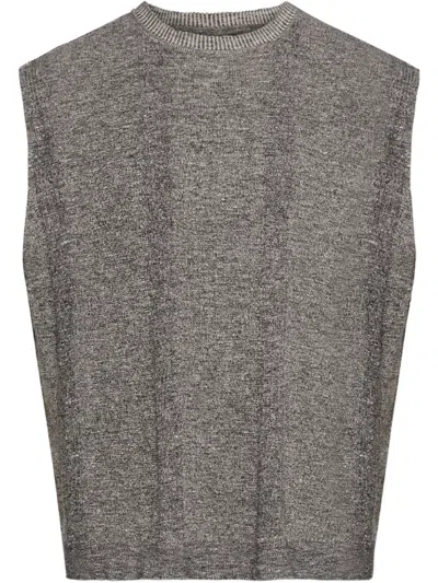 Maison Margiela Chiné-knit Tank Top In Taupe Grey