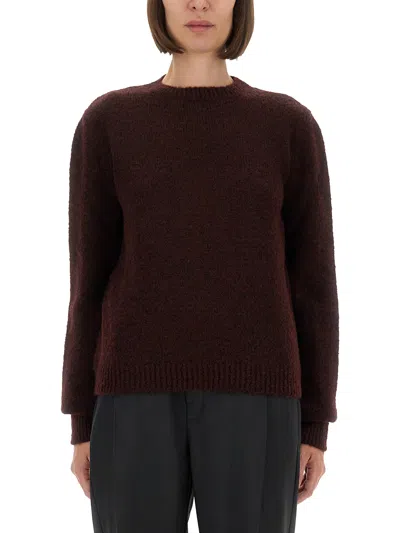 Maison Margiela Textured Knit Choker With Round Neckline In Brown