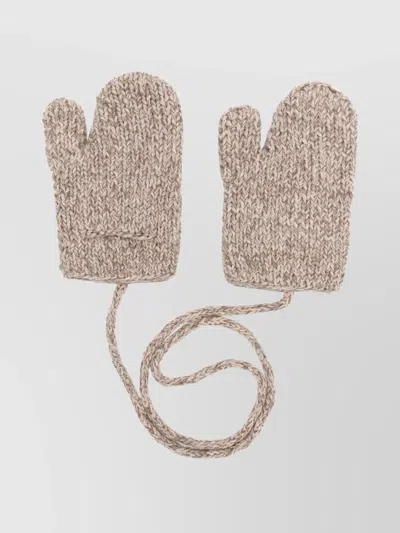 Maison Margiela Chunky Knit Full Finger Mittens In Neutral