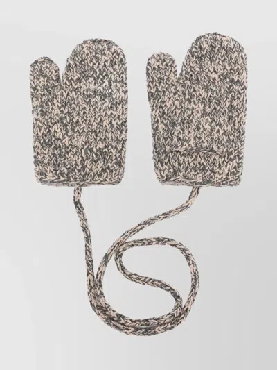Maison Margiela Chunky Knit Full-finger Mittens Pocket In Gray