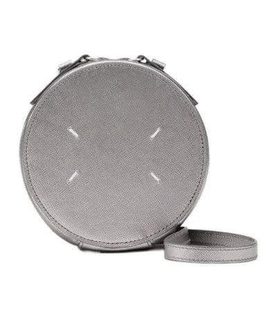 Maison Margiela Circle Mini Leather Bag In Gray
