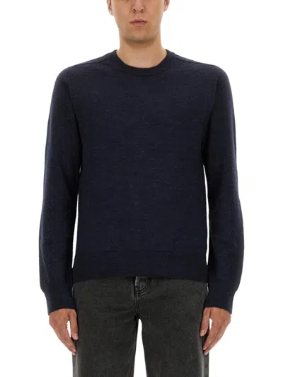 Maison Margiela Classic Crew Neck Wool Jersey In Blue