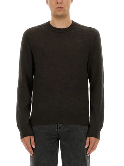 Maison Margiela Classic Crew Neck Wool Jersey In Brown
