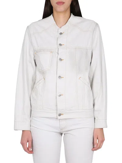 Maison Margiela Denim Jacket With Chest And Side Pockets In White