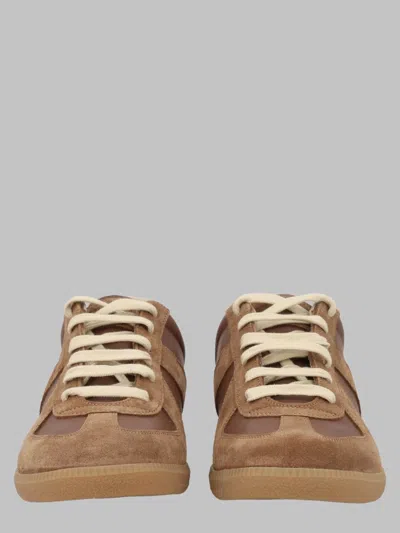 Maison Margiela Classic Leather Replica Sneakers In Brown