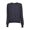 Maison Margiela Classic Round Neck Sweater In Deep Blue Wool In Blue