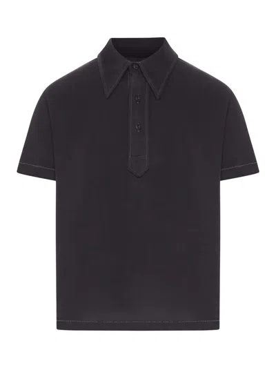 Maison Margiela Classic Short-sleeved Polo Shirt For Women In Black