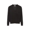 Maison Margiela Brown Wool Cardigan With Suede Elbow Patches In Black