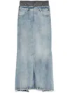 Maison Margiela Light Blue Long Skirt With Front Slit And Five Pocket Design In Denim Woman In Clear Blue