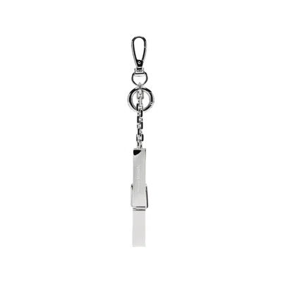 Maison Margiela Clothespin-shaped Chain Keyring In Silver