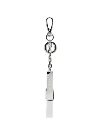 Maison Margiela Clothespin-shaped Chain Keyring In White