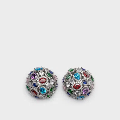 Maison Margiela Cluster Show Crystal-embellished Dome Earrings In Metallic