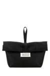 Maison Margiela Rectangular Leather Clutch Loop Handle In Black