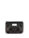 Maison Margiela Puffy Jet-black Leather Bag With Logo Patch And Silver Hardware In Black