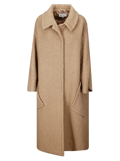 Maison Margiela Brown Bouclé Wool Mohair Coat In 124 Biscuit