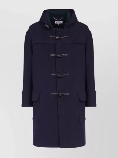 MAISON MARGIELA COAT WITH EPAULETTES AND HOOD