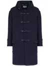 Maison Margiela Men's Coat With Frogs And Hood In Blue