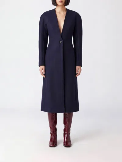 Maison Margiela Virgin Wool Coat In Blue