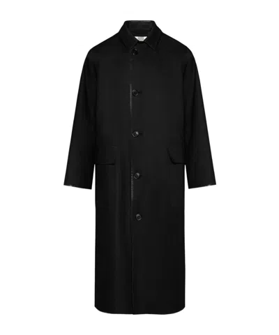 Maison Margiela Coated Cotton Single-breasted Coat In Black