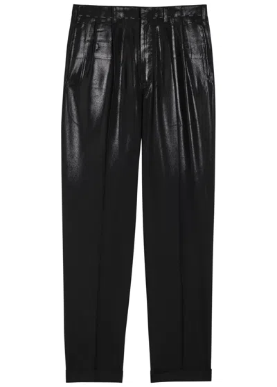 Maison Margiela Coated Straight-leg Wool Trousers In Black