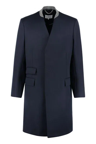 Maison Margiela Wool Coat In Blue