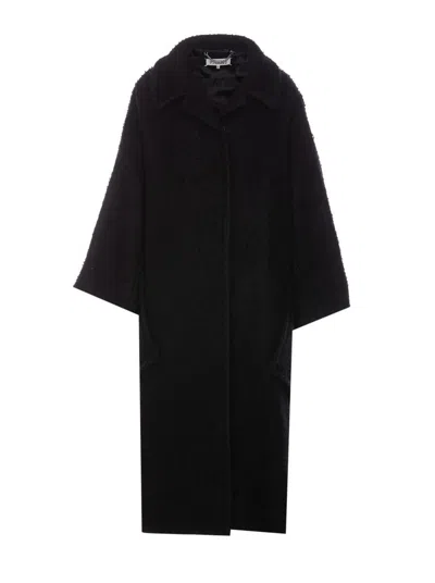 Maison Margiela Bouclé Straight Hem Oversized Coat In Black