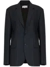 Maison Margiela Mohair-wool Blend Suit Coat In Black In Blue