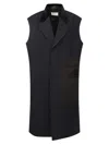 Maison Margiela Deconstructed Sleeveless Twill Coat In Blue