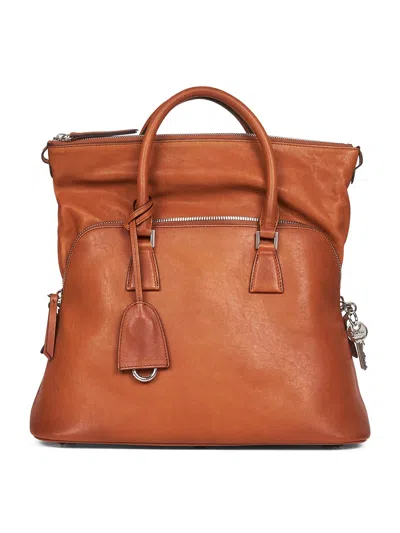 Maison Margiela Cognac 5ac Loved To Death Medium Handbag In Brown