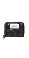 Maison Margiela Quilted Black Leather Zip Wallet With Contrasting Label In Black