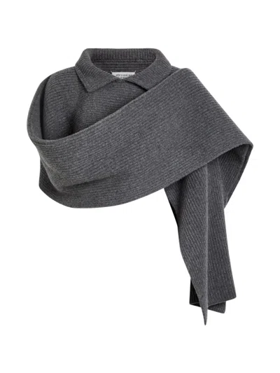 Maison Margiela Collared Ribbed-knit Scarf In Gray