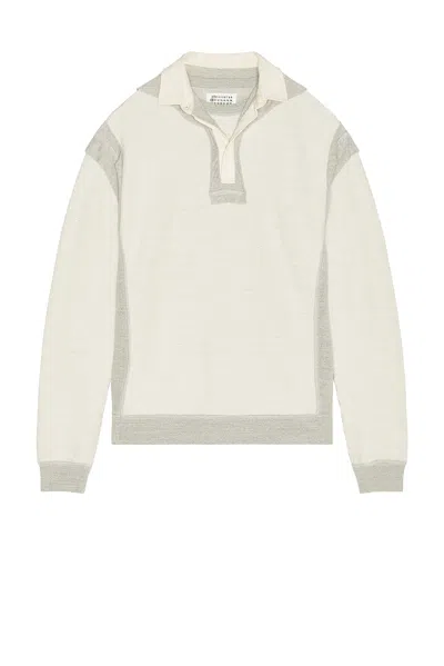Maison Margiela Collared Sweatshirt In Grey Melange