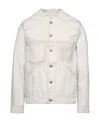 Maison Margiela Collarless Buttoned Denim Jacket In White