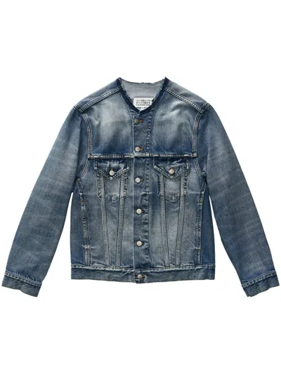 Maison Margiela Collarless Denim Jacket In Blue