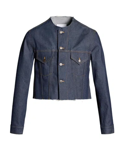 Maison Margiela Collarless Denim Jacket In Blue