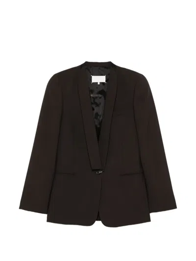 Maison Margiela Collarless Four-stitch Jacket In Brown
