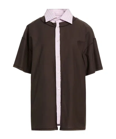 Maison Margiela Color-block Short-sleeve Shirt In Brown