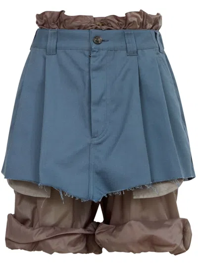 Maison Margiela Colour-block Layered Skorts In Blue