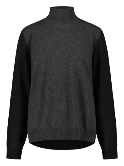 Maison Margiela Colour Block Roll-neck Sweater In Black