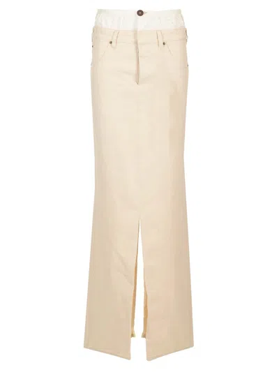 Maison Margiela Combined Long Skirt Skirts Beige In Neutral
