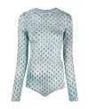 Maison Margiela Comma Print Silk Bodysuit In Gray