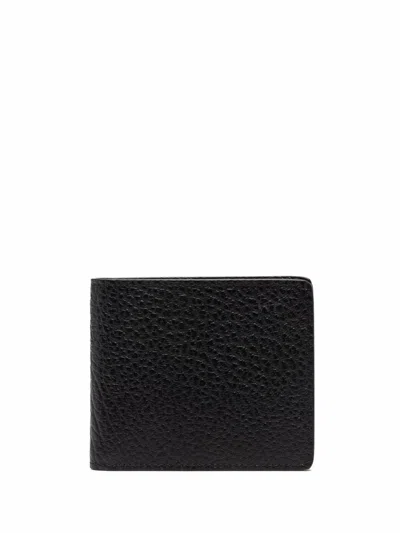 Maison Margiela Compact Calfskin Wallet With Multiple Compartments - Height 9.5 Cm, Width 10.5 Cm, D In Black