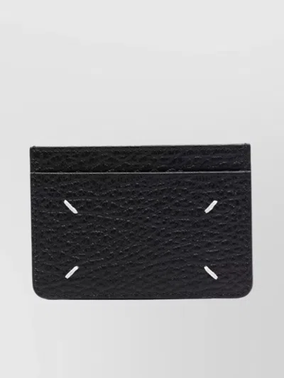 Maison Margiela Compact Grained Leather Card Holder In Black