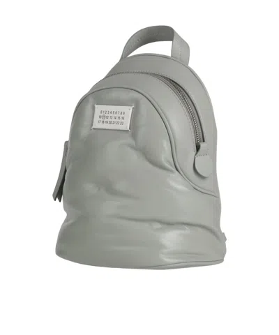 Maison Margiela Compact Leather Backpack In Green