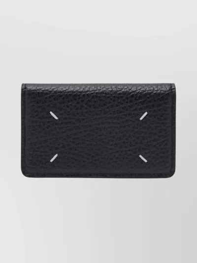 Maison Margiela Compact Rectangular Cardholder Featuring Textured Finish In Blue