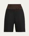 Maison Margiela Black Shorts With Layered Design And Side Button Closure