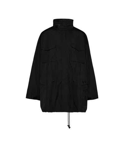 Maison Margiela Concealed-hood Cotton Parka Coat In Black