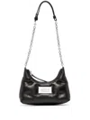 Maison Margiela Quilted Calf Leather Shoulder Bag With Silver Chain Strap In Black