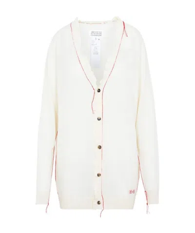 Maison Margiela Contrast-stitch Logo-embroidered Cardigan